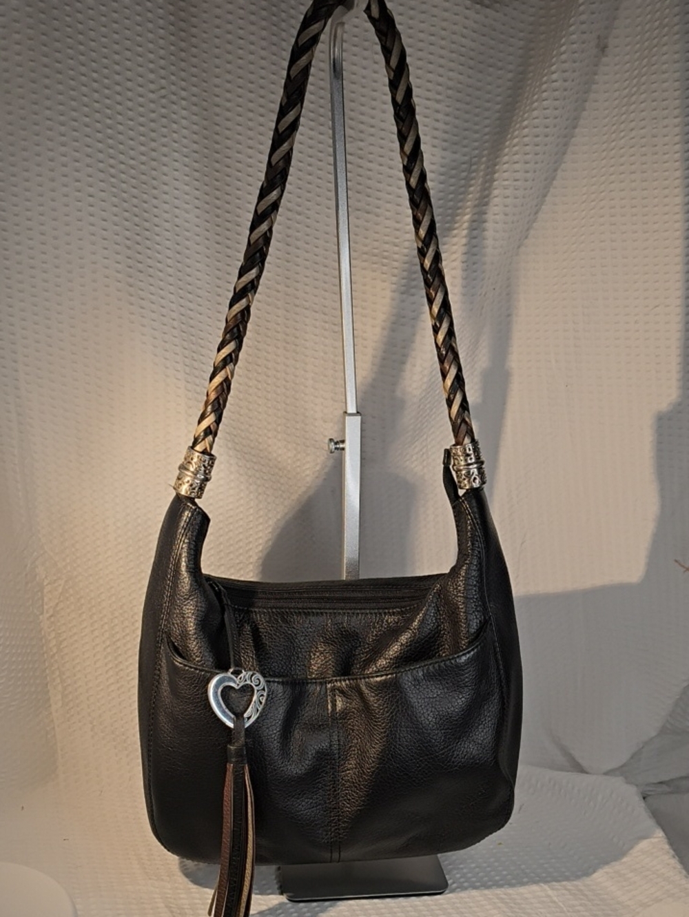 Brighton Barbados Black-Multi Leather Hobo Shoulderbag